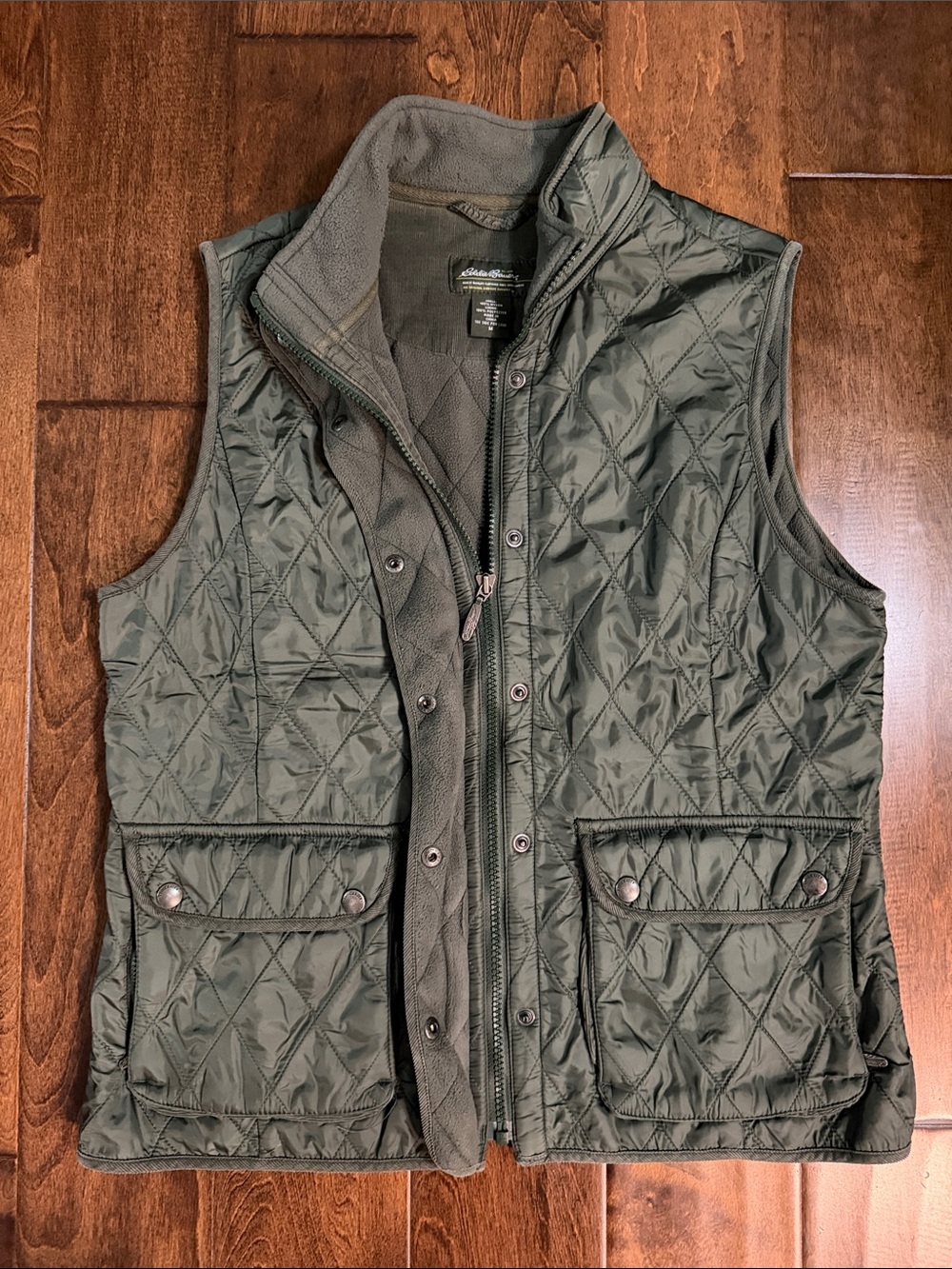 Eddie Bauer Olive Green Quilted Vest